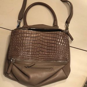 GIVENCHY Calfskin Suede Crocodile Embossed Pandora